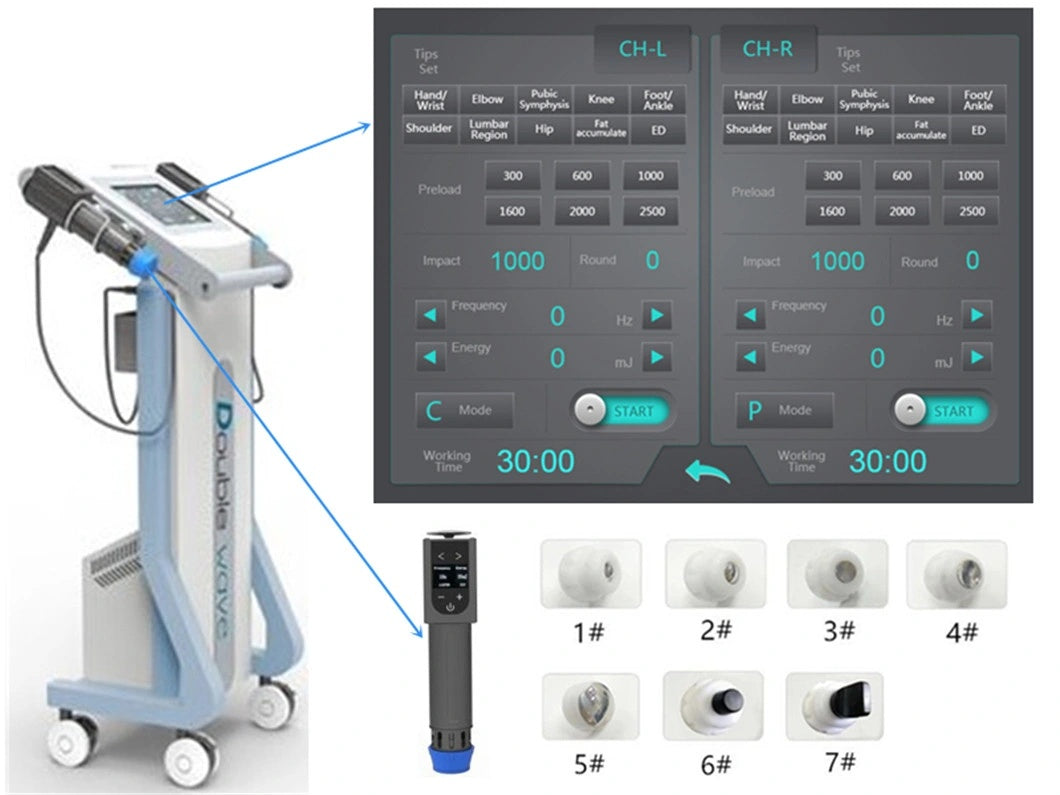 2 Handle Shock Wave Physiotherapy Machine (Can work Together)