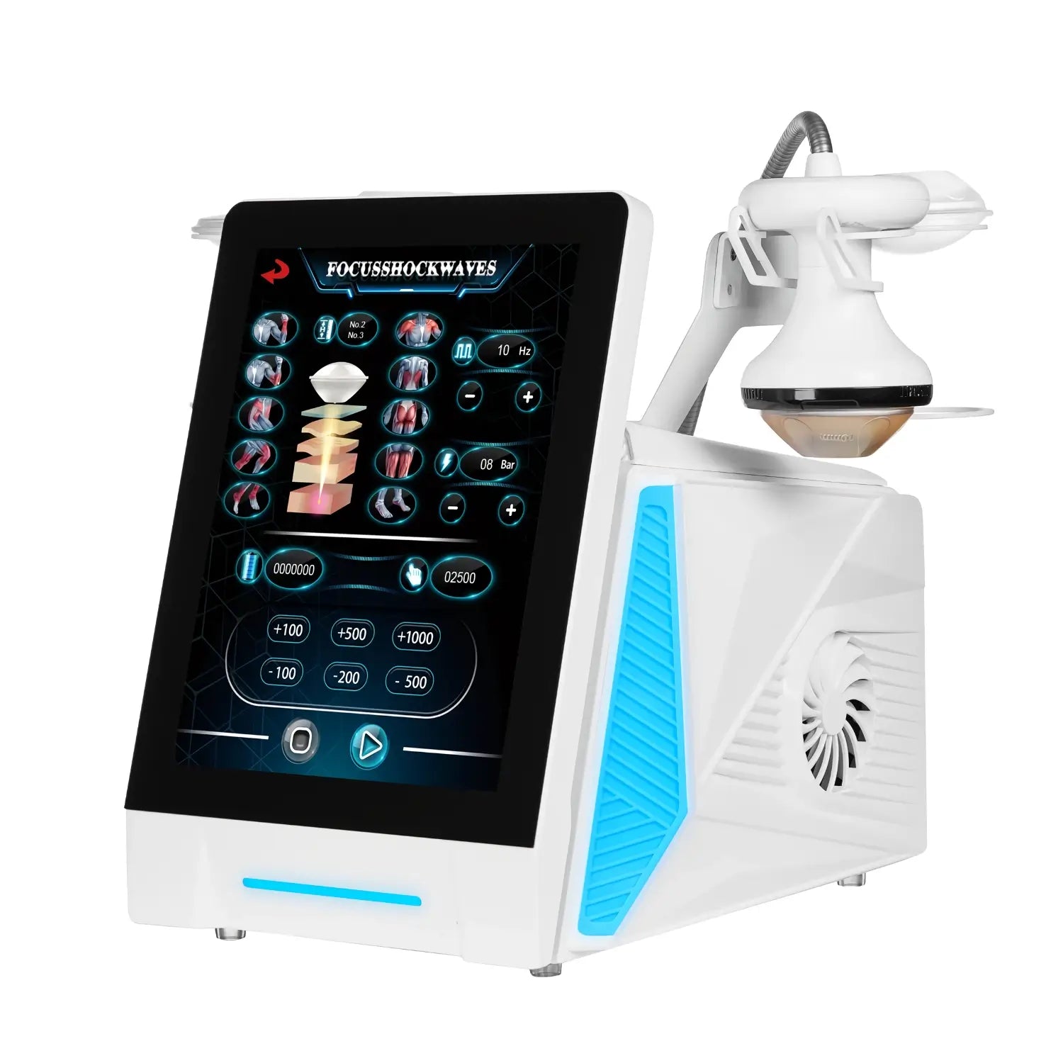 Focused Shockwave Therapy Machine | Deep Tissue Acoustic Energy Physiotherapy Device