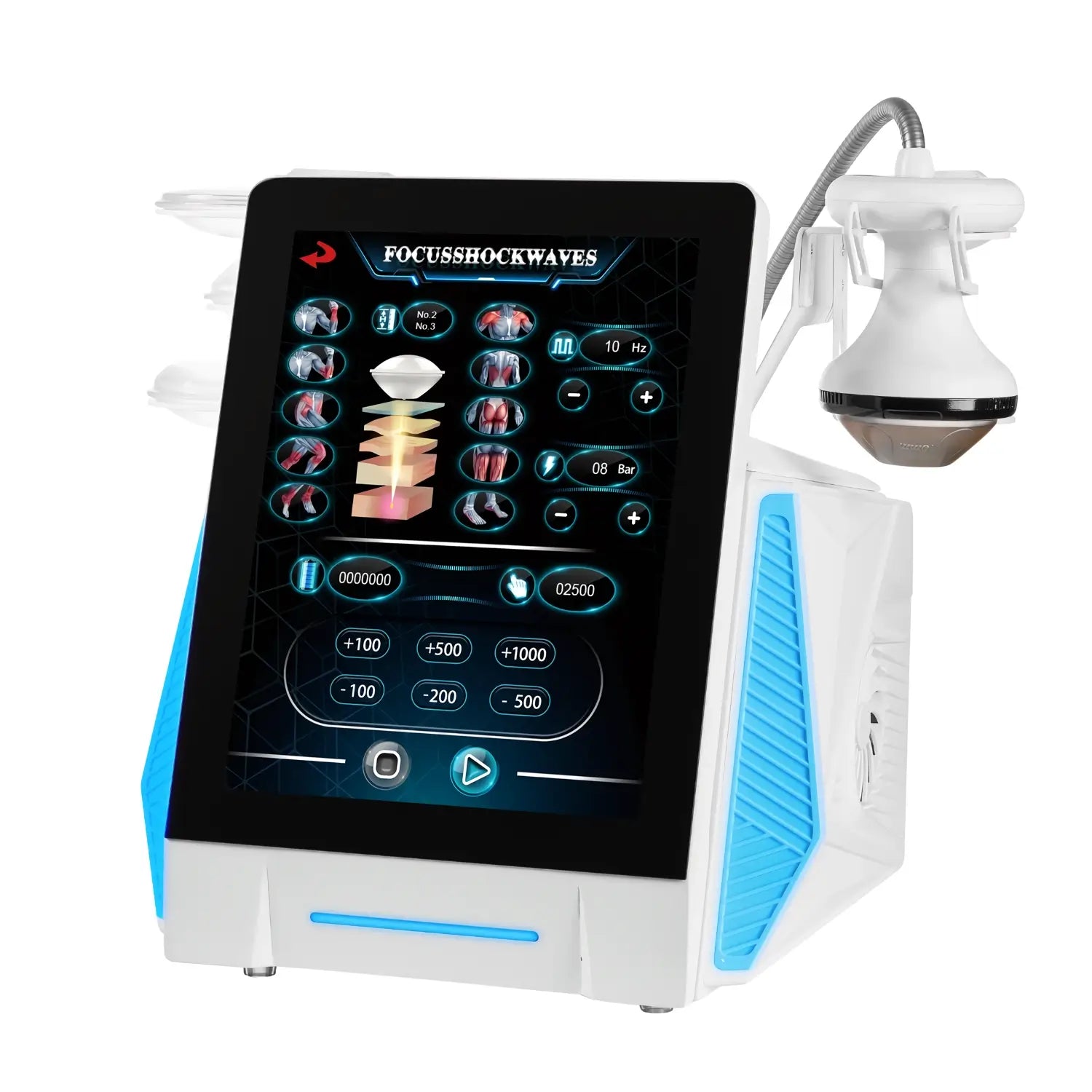 Focused Shockwave Therapy Machine | Deep Tissue Acoustic Energy Physiotherapy Device