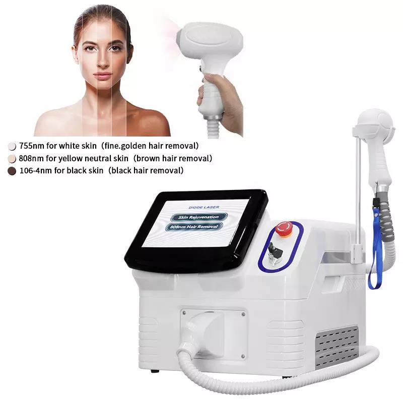 Portable 3 Wavelength 755 808 1064nm Painless Diode 808nm Laser Hair Removal Machine