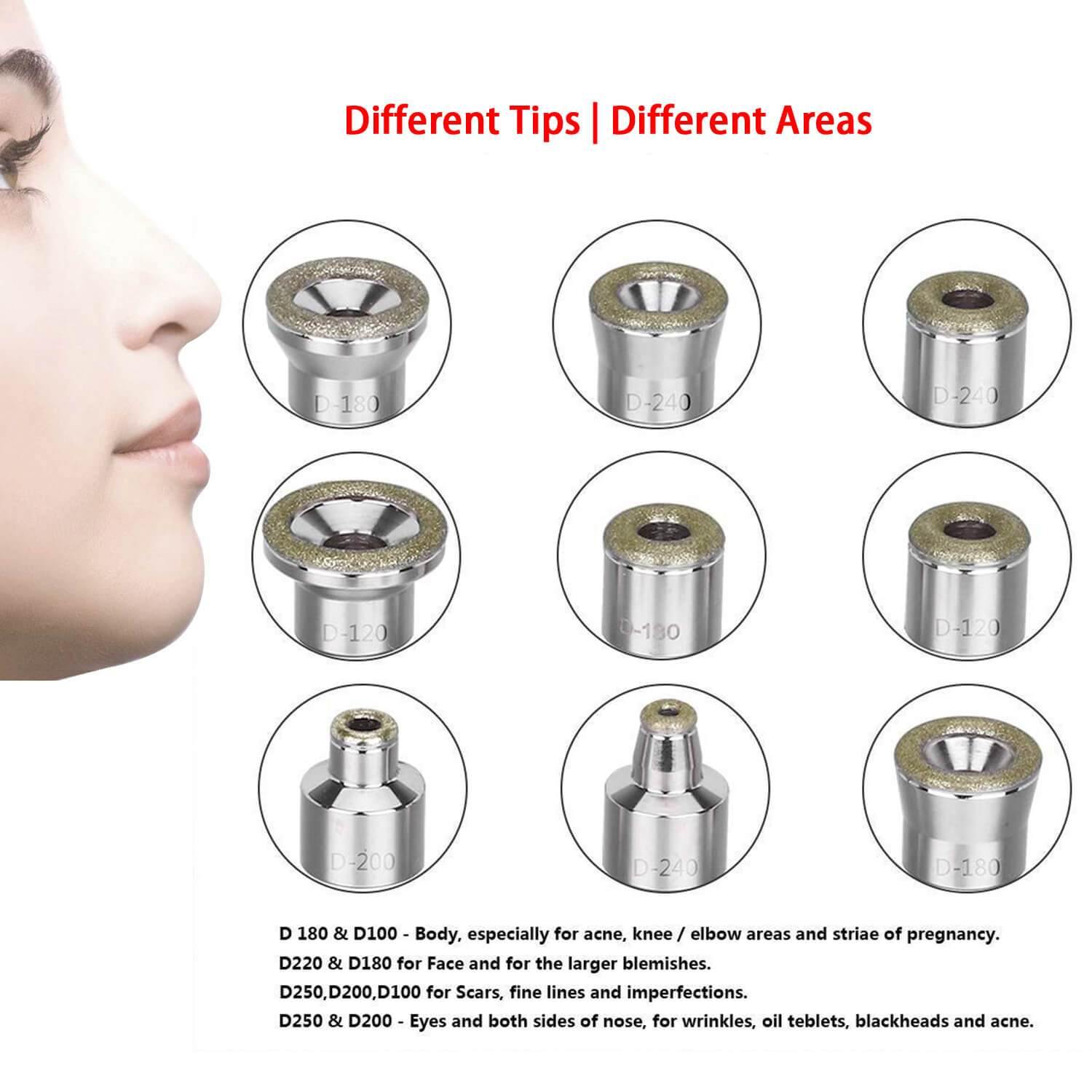 9Pcs Dermabrasion Tips Replacement for Skin Peeling - Lazzybeauty